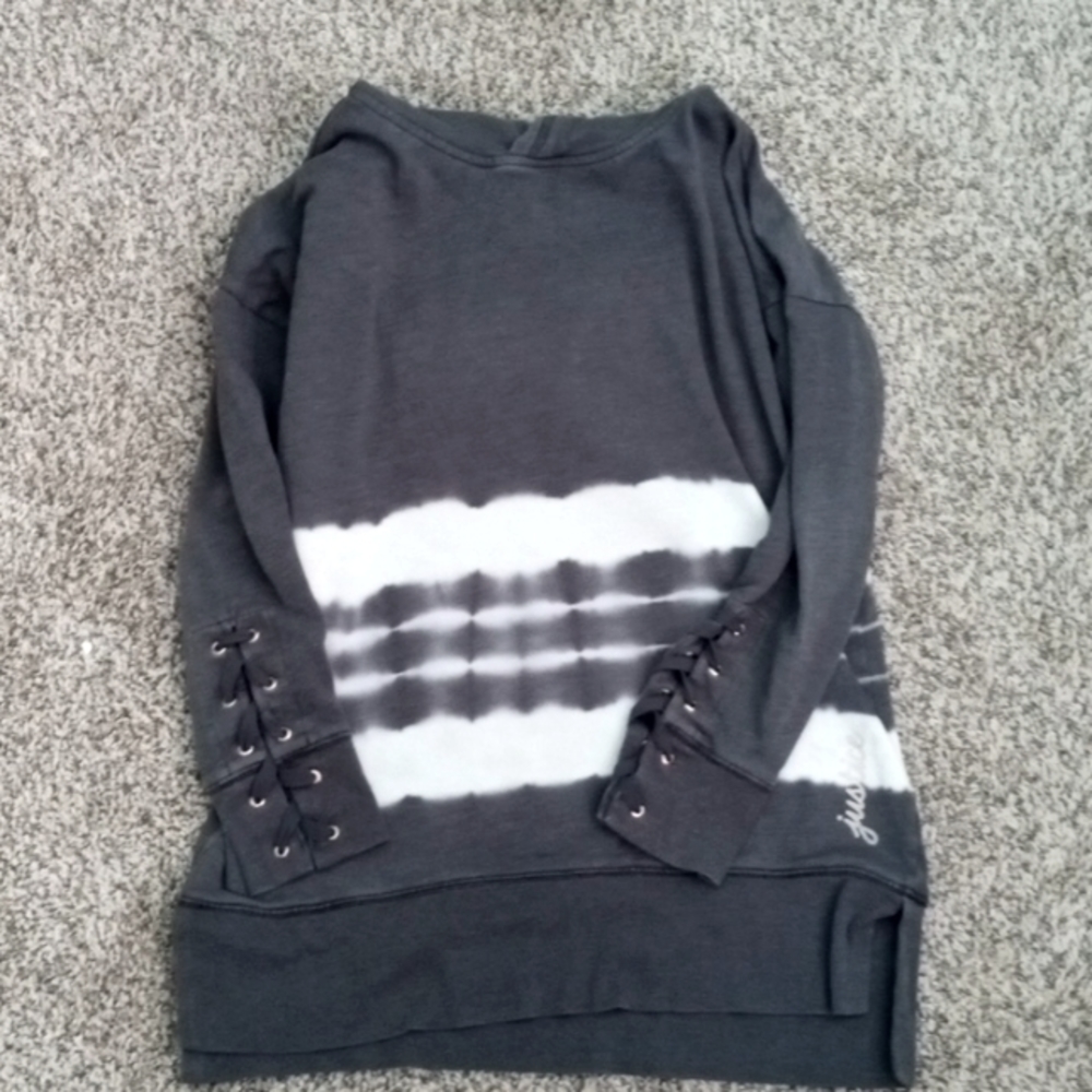 Justice. size is 14-16 gray and white